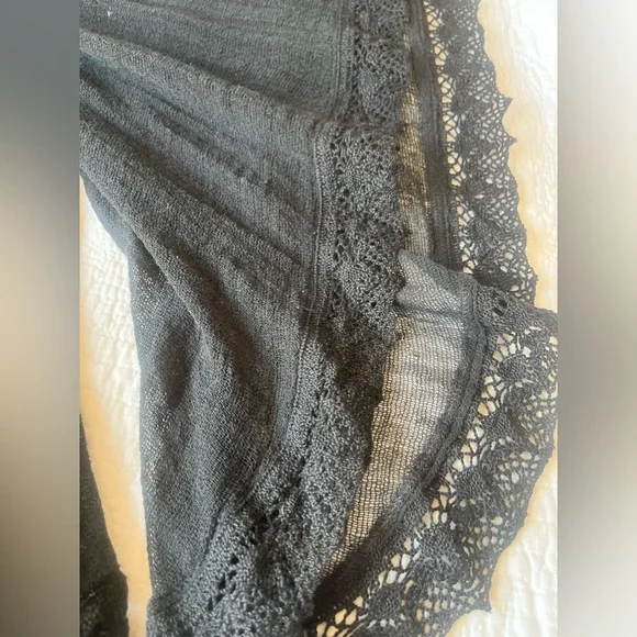 Ralph Lauren Denim & Supply Black off shoulder gauze lace Top w/ bell sleeves - Picture 15 of 16